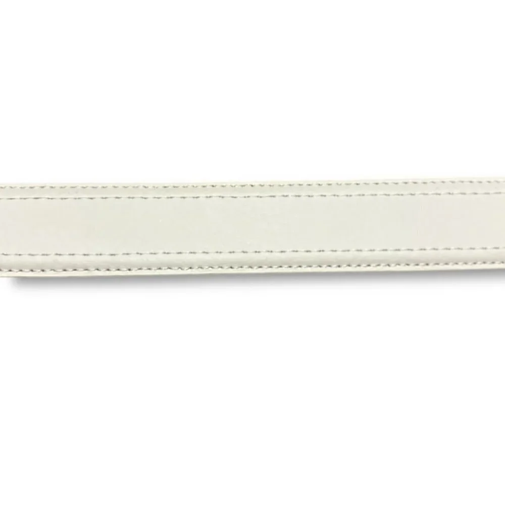 Nike Golf White Leather Belt Men's Size Large/XL Silver Buckle Logo Swoosh